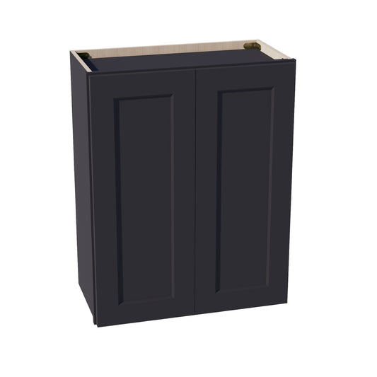W2430-SBK  Wall Cabinet 2 Doors & 2 Shelves - Shaker Style - Black   24"W x 30"H x 12"D