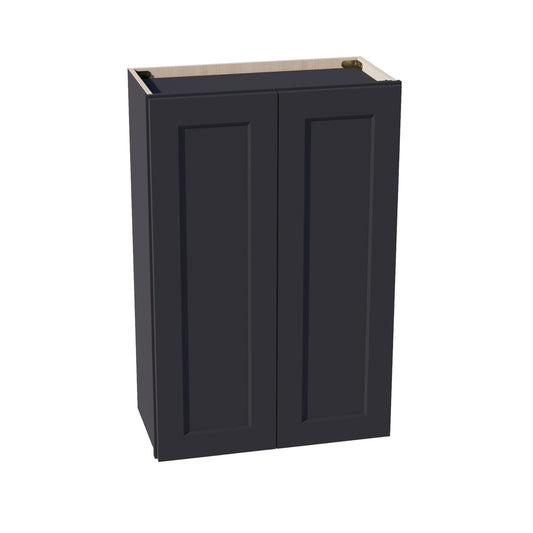 W2436-SBK  Wall Cabinet 2 Doors & 2 Shelves - Shaker Style - Black   24"W x 36"H x 12"D