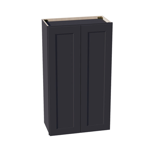 W2442-SBK  Wall Cabinet 2 Doors & 2 Shelves - Shaker Style - Black   24"W x 42"H x 12"D
