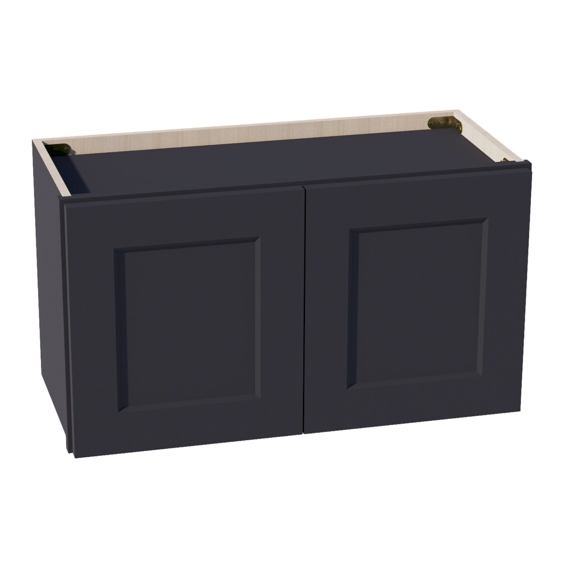 W2715-SBK  Wall Cabinet 2 Doors & 2 Shelves - Shaker Style - Black   27"W x 15"H x 12"D