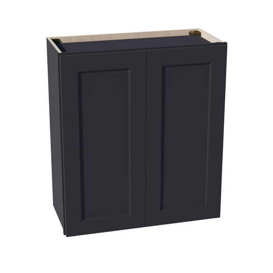 W2730-SBK  Wall Cabinet 2 Doors & 2 Shelves - Shaker Style - Black   27"W x 30"H x 12"D