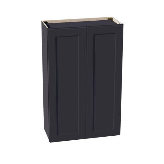 W2742-SBK  Wall Cabinet 2 Doors & 2 Shelves - Shaker Style - Black   27"W x 42"H x 12"D