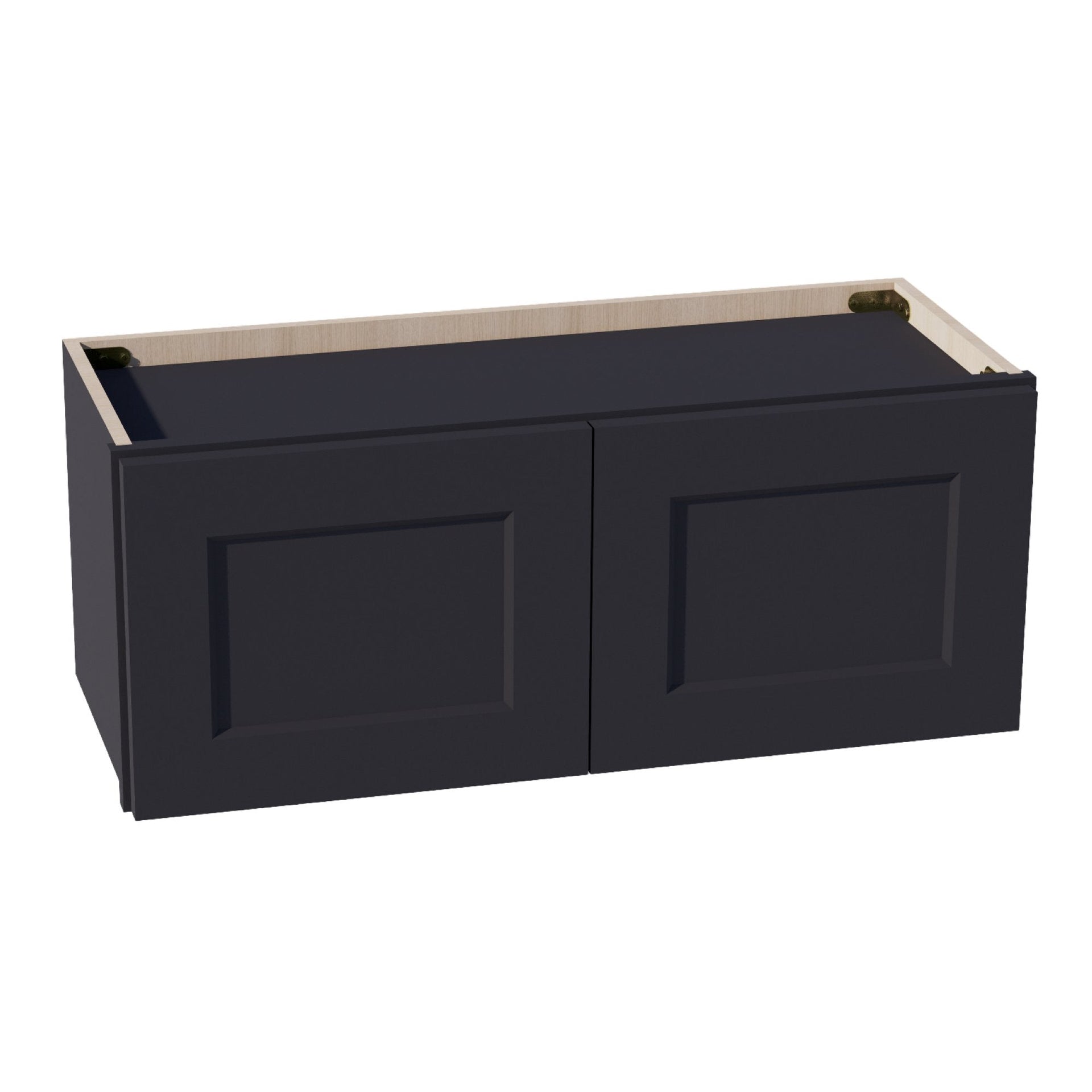 W3012-SBK  Wall Cabinet 2 Doors & 2 Shelves - Shaker Style - Black   30"W x 12"H x 12"D