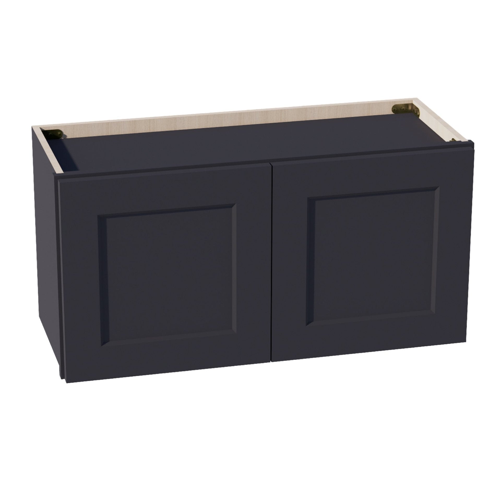 W3015-SBK  Wall Cabinet 2 Doors & 2 Shelves - Shaker Style - Black   30"W x 15"H x 12"D