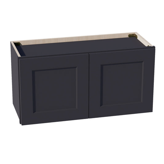 W3015-SBK  Wall Cabinet 2 Doors & 2 Shelves - Shaker Style - Black   30"W x 15"H x 12"D