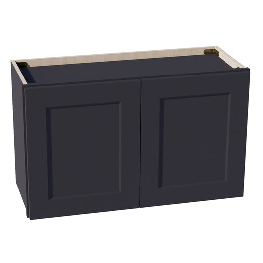 W3018-SBK  Wall Cabinet 2 Doors & 2 Shelves - Shaker Style - Black   30"W x 18"H x 12"D