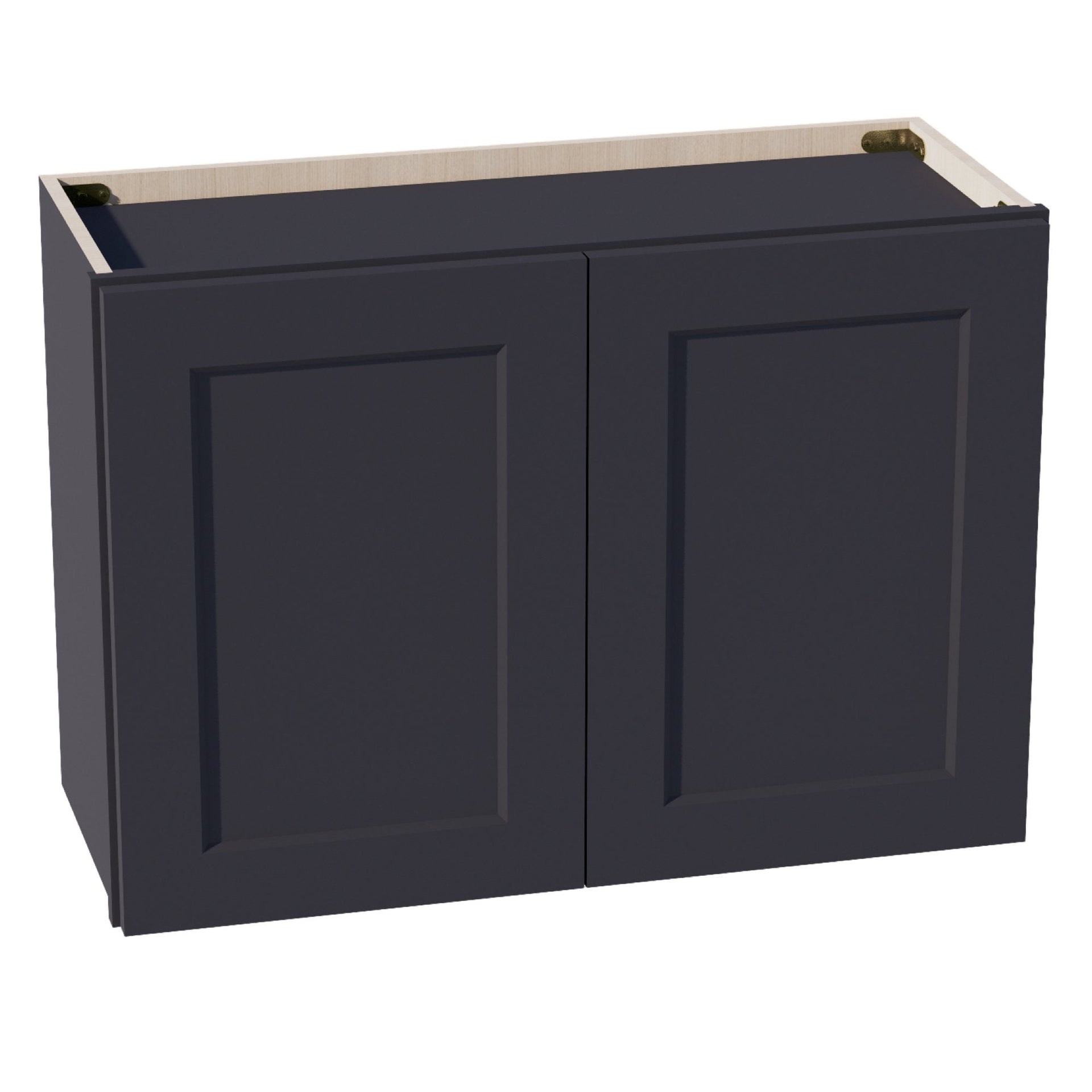 W3021-SBK  Wall Cabinet 2 Doors & 2 Shelves - Shaker Style - Black   30"W x 21"H x 12"D