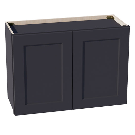 W3021-SBK  Wall Cabinet 2 Doors & 2 Shelves - Shaker Style - Black   30"W x 21"H x 12"D