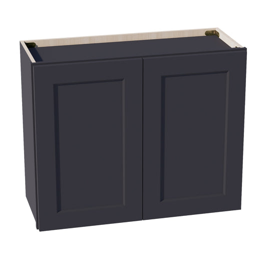 W3024-SBK  Wall Cabinet 2 Doors & 2 Shelves - Shaker Style - Black   30"W x 24"H x 12"D