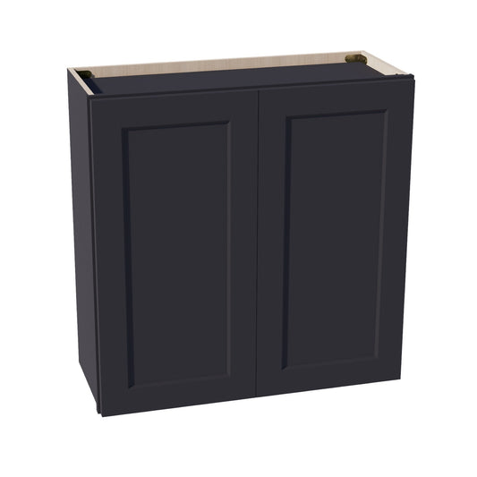 W3030-SBK  Wall Cabinet 2 Doors & 2 Shelves - Shaker Style - Black   30"W x 30"H x 12"D