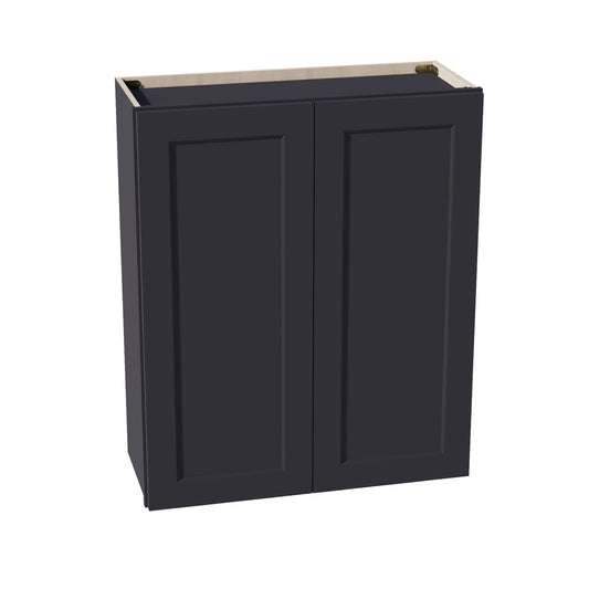 W3036-SBK  Wall Cabinet 2 Doors & 2 Shelves - Shaker Style - Black   30"W x 36"H x 12"D