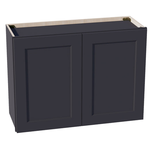 W3324-SBK  Wall Cabinet 2 Doors & 2 Shelves - Shaker Style - Black   33"W x 24"H x 12"D