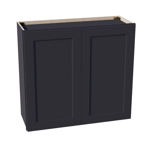 W3330-SBK  Wall Cabinet 2 Doors & 2 Shelves - Shaker Style - Black   33"W x 30"H x 12"D