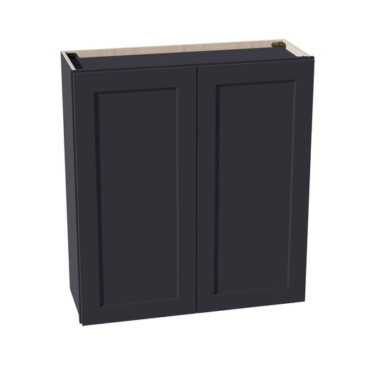 W3336-SBK  Wall Cabinet 2 Doors & 2 Shelves - Shaker Style - Black   33"W x 36"H x 12"D