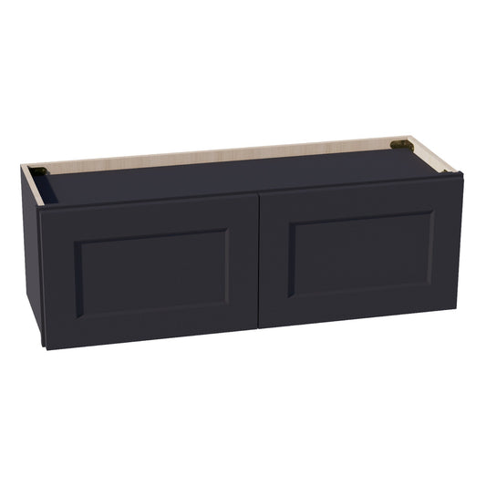 W3612-SBK  Wall Cabinet 2 Doors & 2 Shelves - Shaker Style - Black   36"W x 12"H x 12"D