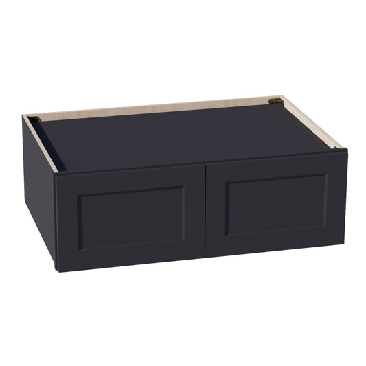 W361224-SBK  Wall Cabinet 2 Doors & 2 Shelves - Shaker Style - Black   36"W x 12"H x 24"D