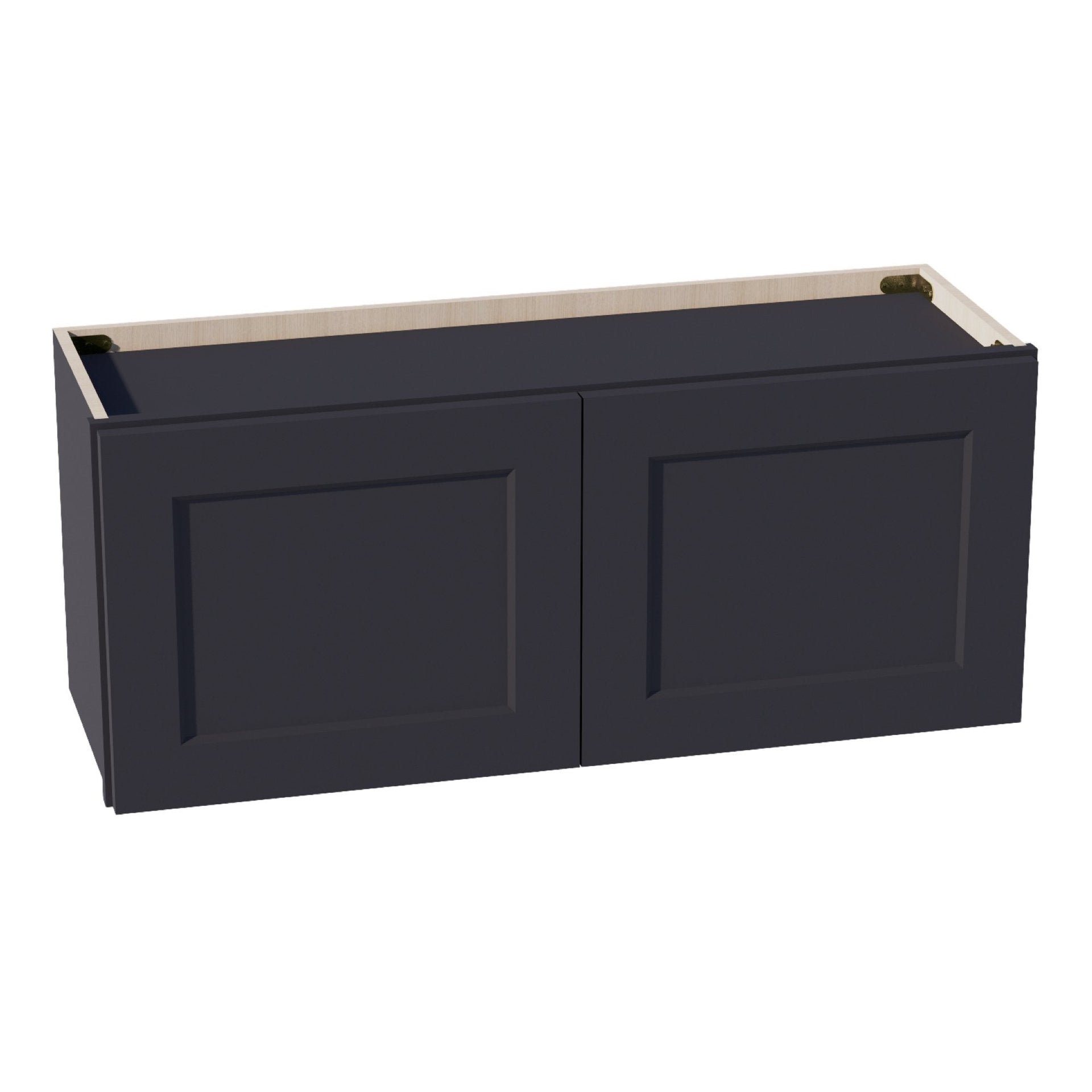 W3615-SBK  Wall Cabinet 2 Doors & 2 Shelves - Shaker Style - Black   36"W x 15"H x 12"D