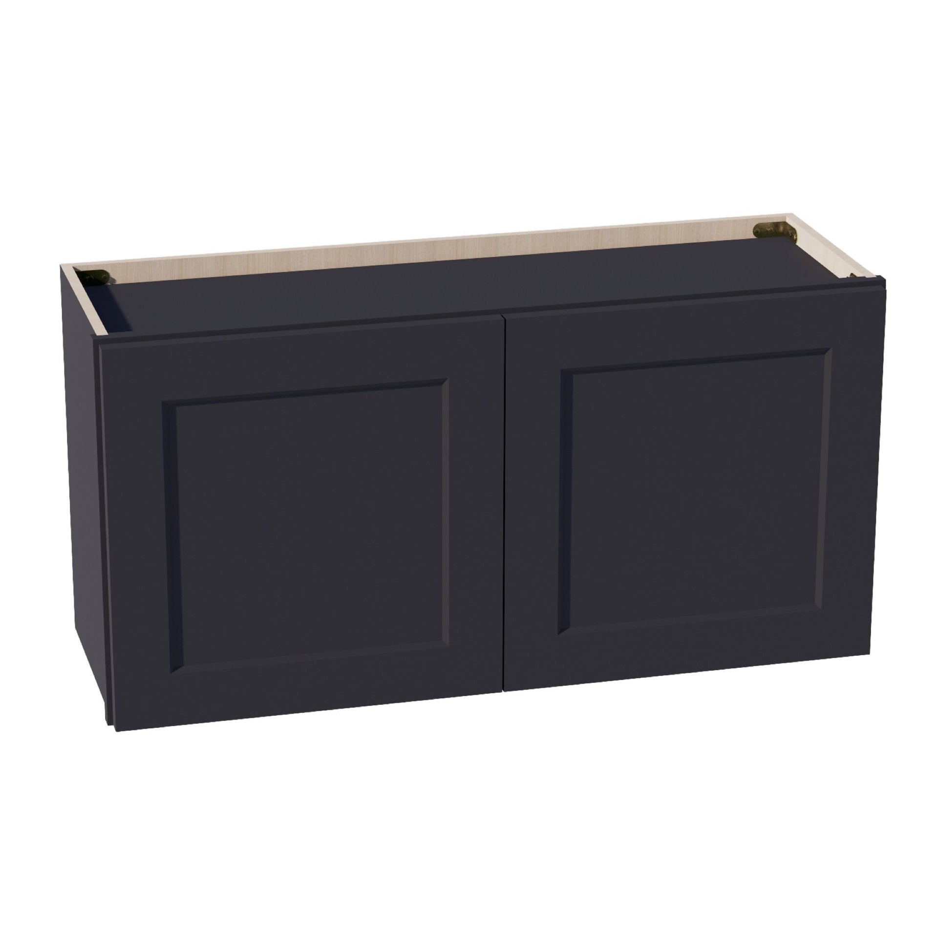 W3618-SBK  Wall Cabinet 2 Doors & 2 Shelves - Shaker Style - Black   36"W x 18"H x 12"D