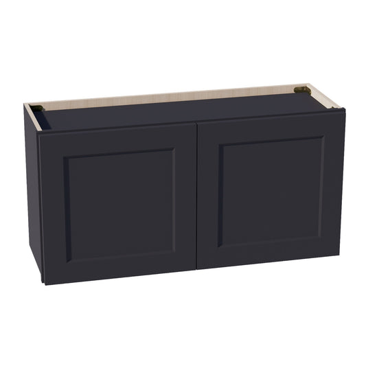 W3618-SBK  Wall Cabinet 2 Doors & 2 Shelves - Shaker Style - Black   36"W x 18"H x 12"D