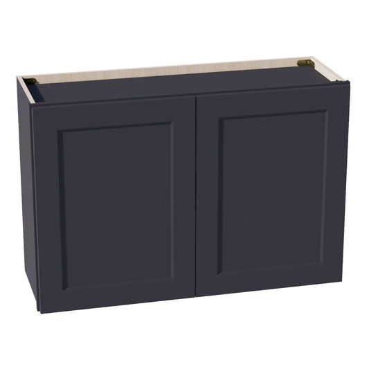 W3624-SBK  Wall Cabinet 2 Doors & 2 Shelves - Shaker Style - Black   36"W x 21"H x 12"D