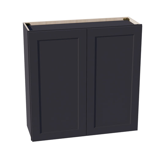 W3636-SBK  Wall Cabinet 2 Doors & 2 Shelves - Shaker Style - Black   36"W x 36"H x 12"D