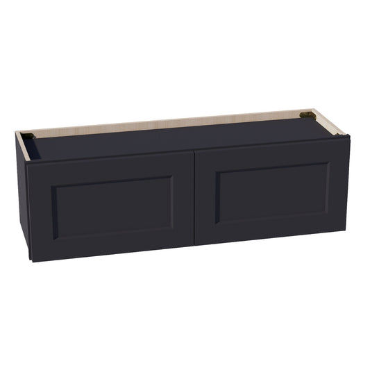 W3912-SBK  Wall Cabinet 2 Doors & 2 Shelves - Shaker Style - Black   39"W x 12"H x 12"D