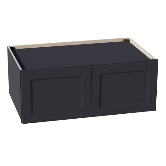 W391524-SBK  Wall Cabinet 2 Doors & 2 Shelves - Shaker Style - Black   39"W x 15"H x 24"D