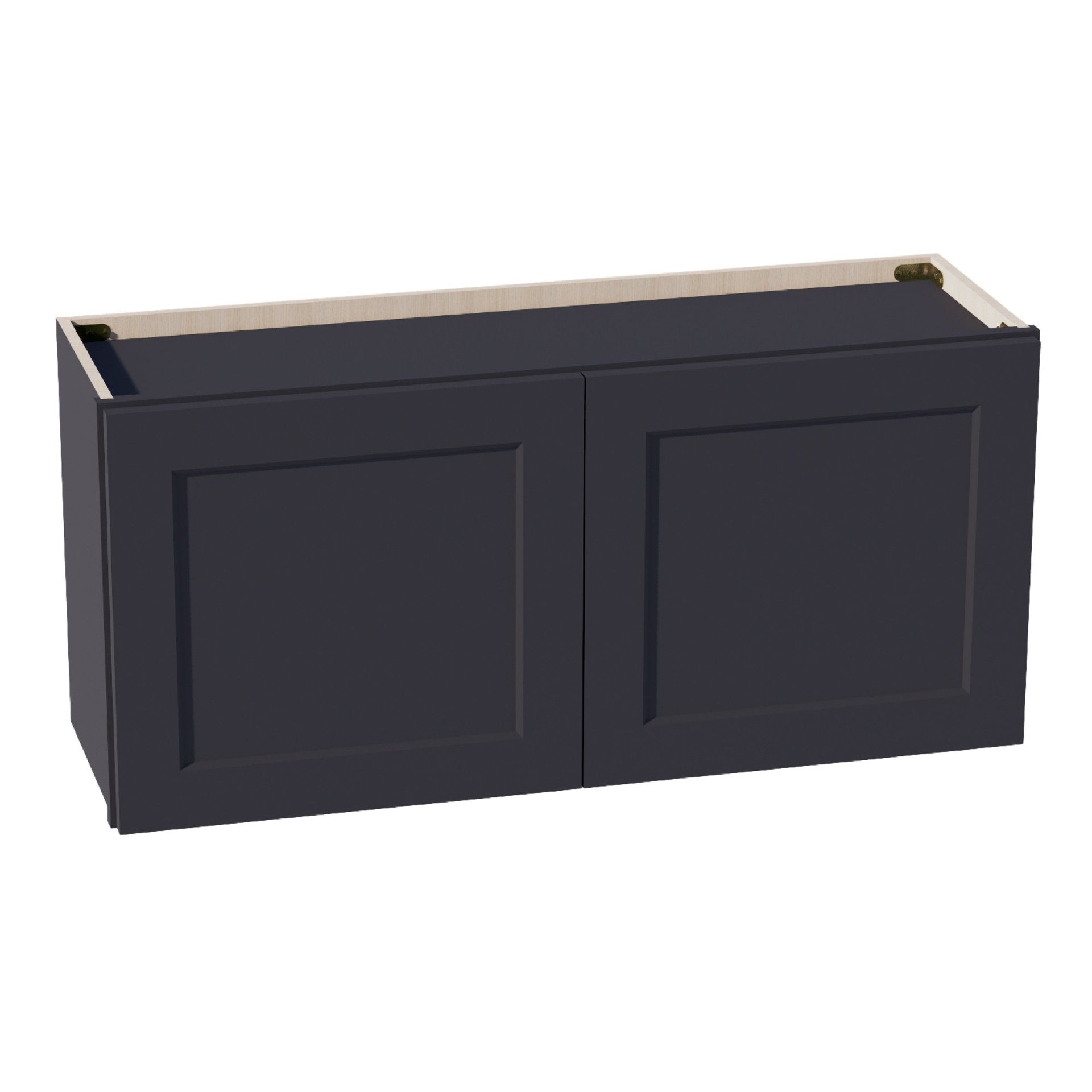 W3918-SBK  Wall Cabinet 2 Doors & 2 Shelves - Shaker Style - Black   39"W x 18"H x 12"D