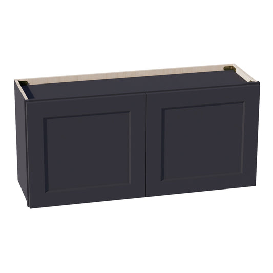 W3918-SBK  Wall Cabinet 2 Doors & 2 Shelves - Shaker Style - Black   39"W x 18"H x 12"D