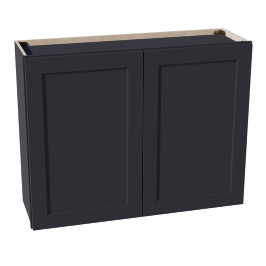W3930-SBK  Wall Cabinet 2 Doors & 2 Shelves - Shaker Style - Black   39"W x 30"H x 12"D