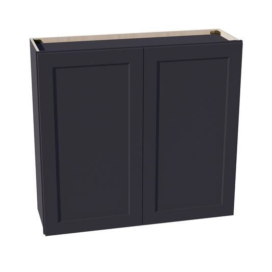 W3936-SBK  Wall Cabinet 2 Doors & 2 Shelves - Shaker Style - Black   39"W x 36"H x 12"D