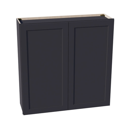 W4242-SBK  Wall Cabinet 2 Doors & 2 Shelves - Shaker Style - Black   42"W x 42"H x 12"D
