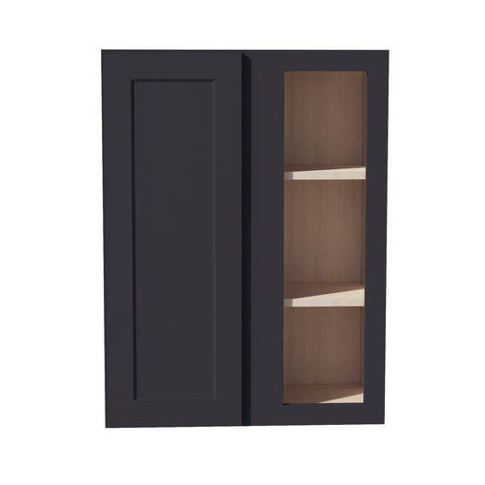 WBC2736-SBK  Wall Blind Corner Cabinet 1 Door & 2 Shelves - Shaker Style - Black   27"W x 36"H x 12"D