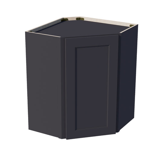 WDC2430-SBK:  Shaker Black 24"W x 30"H 1 Door & 2 Shelves Diagonal Wall Corner Cabinet