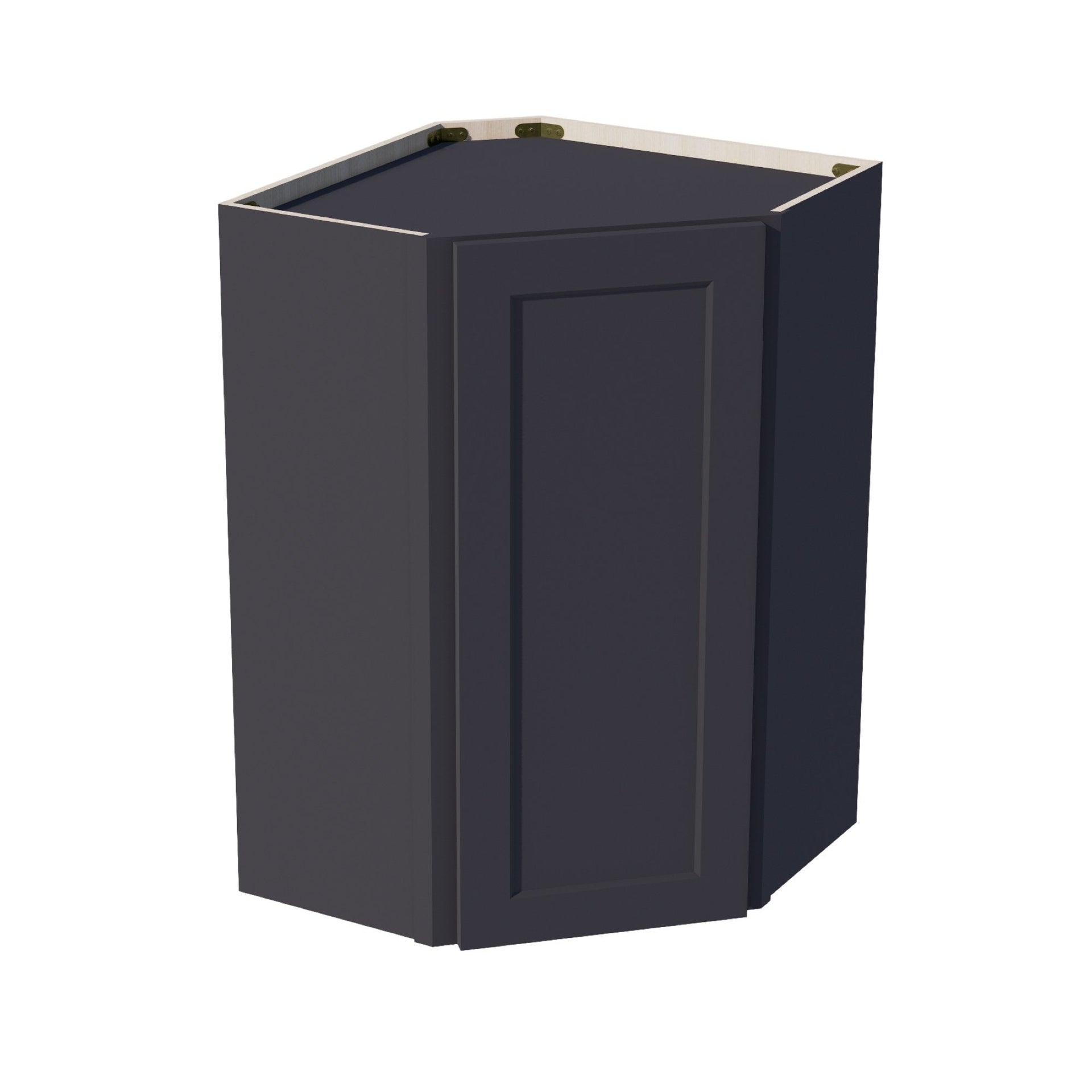 WDC2436-SBK  Diagonal Wall Corner Cabinet 1 Door & 2 Shelves - Shaker Style - Black   24"W x 36"H x 24"D