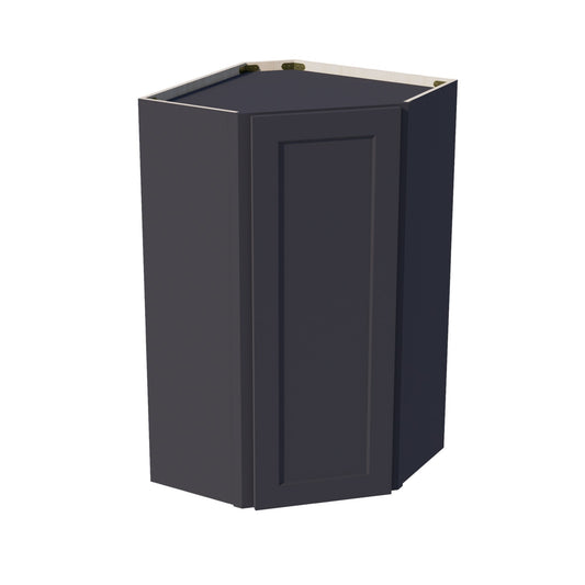 WDC2442-SBK:  Shaker Black 24"W x 42"H 1 Door & 2 Shelves Diagonal Wall Corner Cabinet