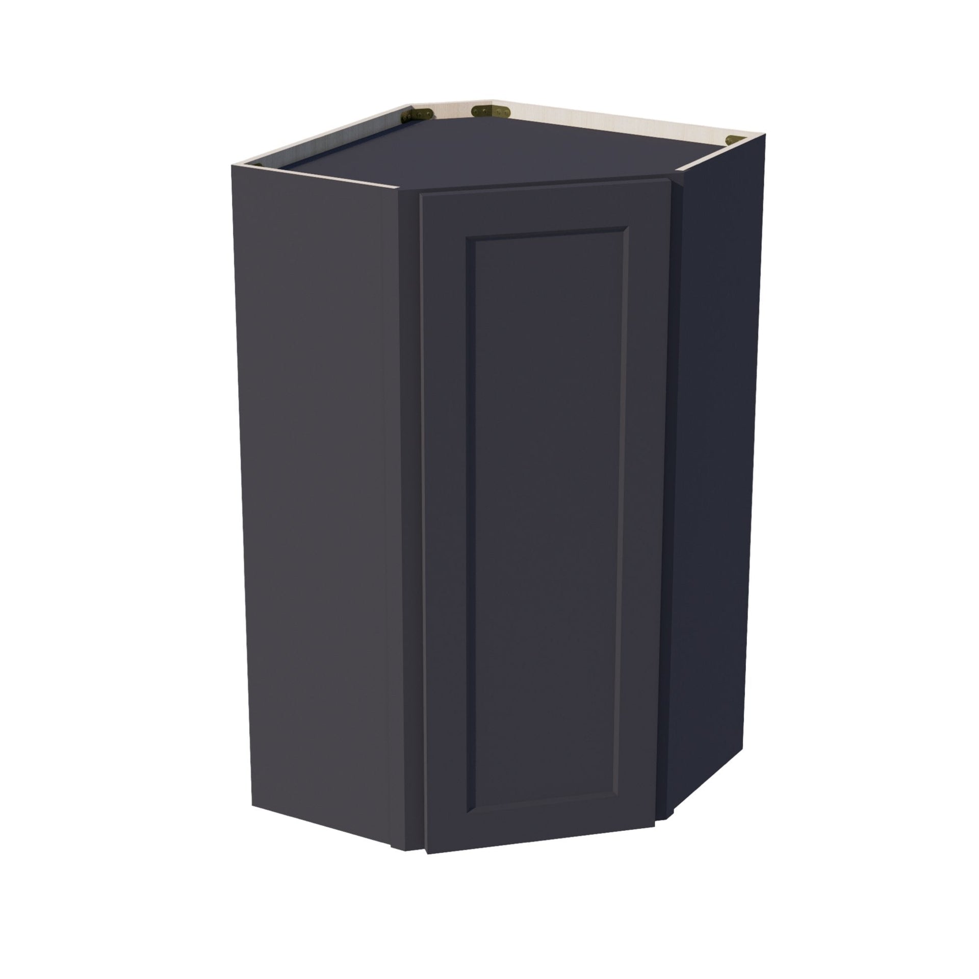 WDC2442-SBK  Diagonal Wall Corner Cabinet 1 Door & 2 Shelves - Shaker Style - Black   24"W x 42"H x 24"D