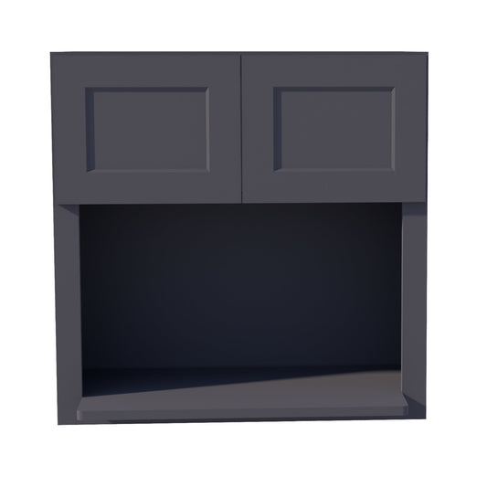 WM3030-SBK:  Shaker Black 30"W x 30"H 2 Doors Wall Built-in Microwave Cabinets