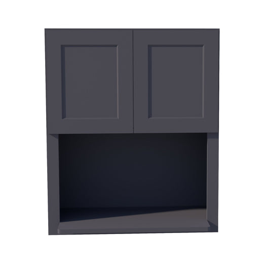WM3036-SBK:  Shaker Black 30"W x 36"H 2 Doors Wall Built-in Microwave Cabinets