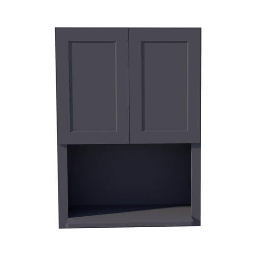WM3042-SBK:  Shaker Black 30"W x 42"H 2 Door & 1 Shelf Wall Built-in Microwave Cabinets