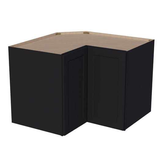 WPC2430-SBK:  Shaker Black 24"W x 30"H 1 Door & 2 Shelves Pie Cut Wall Corner Cabinet