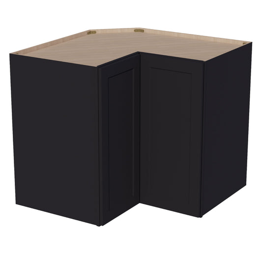 WPC2436-SBK:  Shaker Black 24"W x 36"H 1 Door & 2 Shelves Pie Cut Wall Corner Cabinet