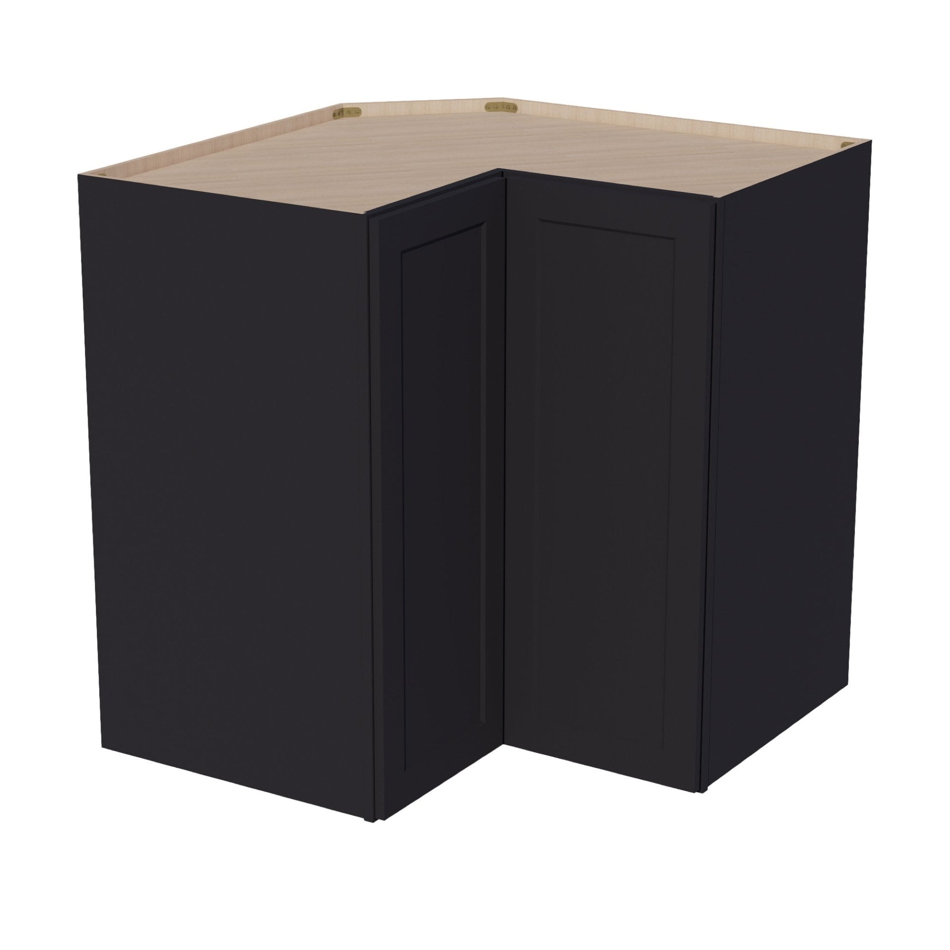 WPC2442-SBK  Wall Corner Cabinet Pie Cut  1 Door & 2 Shelves  - Shaker Style - Black   11-1/2" X 11-1/2" x 42"H x 24"D