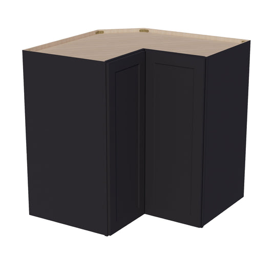 WPC2442-SBK  Wall Corner Cabinet Pie Cut  1 Door & 2 Shelves  - Shaker Style - Black   11-1/2" X 11-1/2" x 42"H x 24"D
