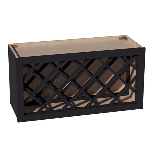 WR3015-SBK:  Shaker Black 30"W x 15"H x 12"D Wall Wine Rack Incl. Shelf