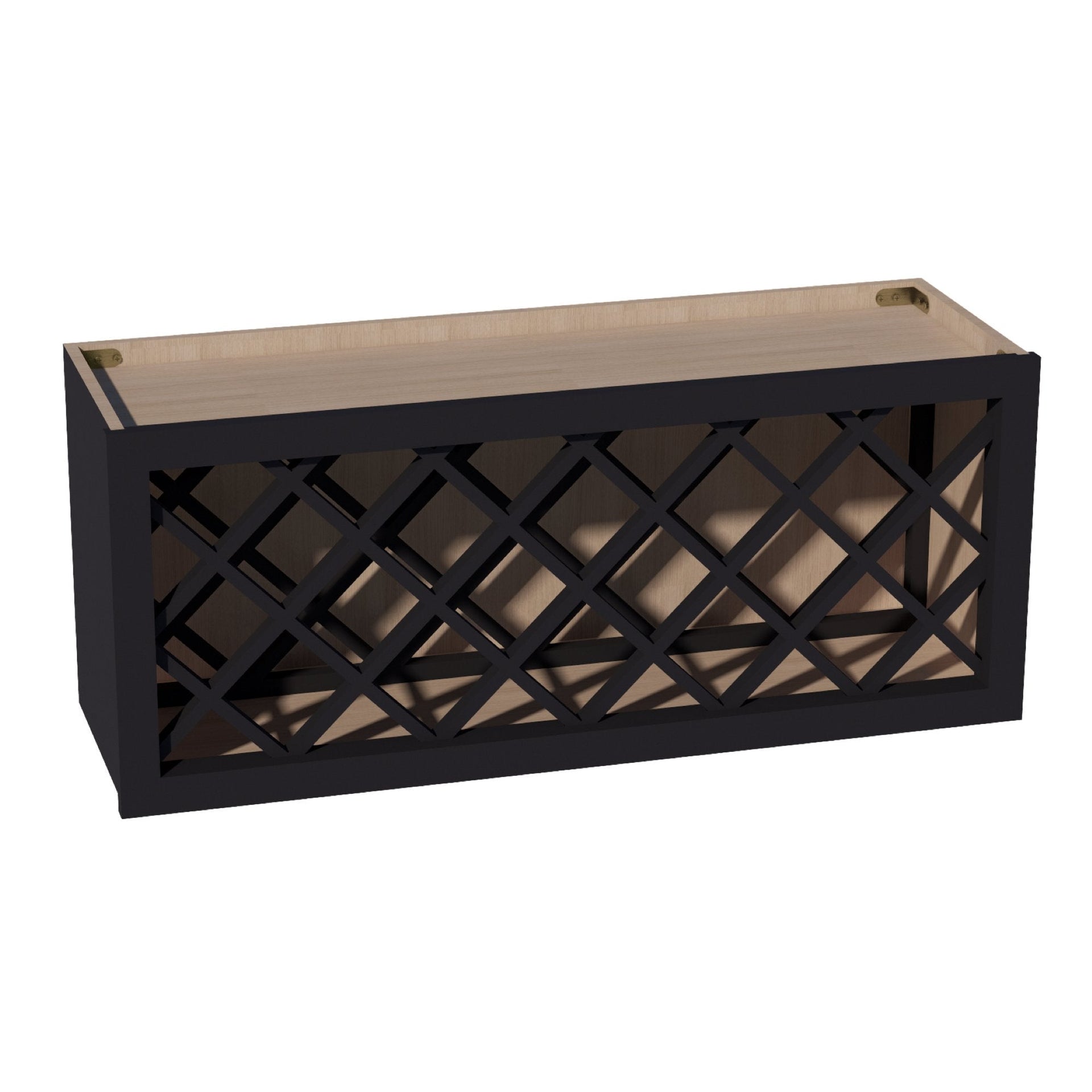 WR3615-SBK:  Shaker Black 36"W x 15"H x 12"D Wall Wine Rack Incl. Shelf