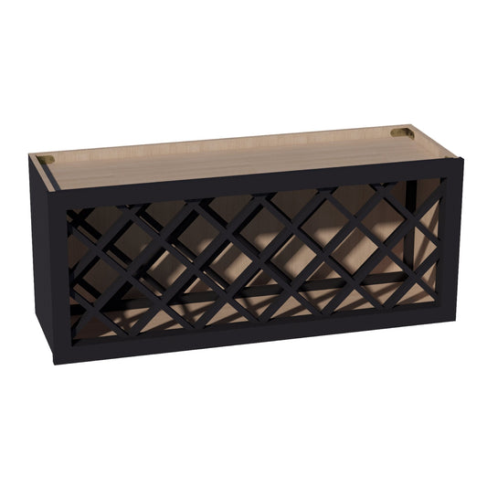 WR3615-SBK:  Shaker Black 36"W x 15"H x 12"D Wall Wine Rack Incl. Shelf