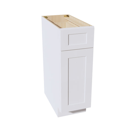 B12-SW:  Shaker White 12" 1 Drawer 1 Door Standard Base Cabinet