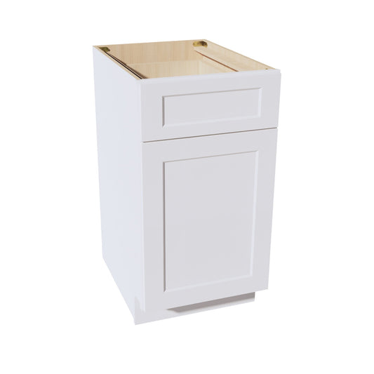 B18-SW:  Shaker White 18" 1 Drawer 1 Door Standard Base Cabinet