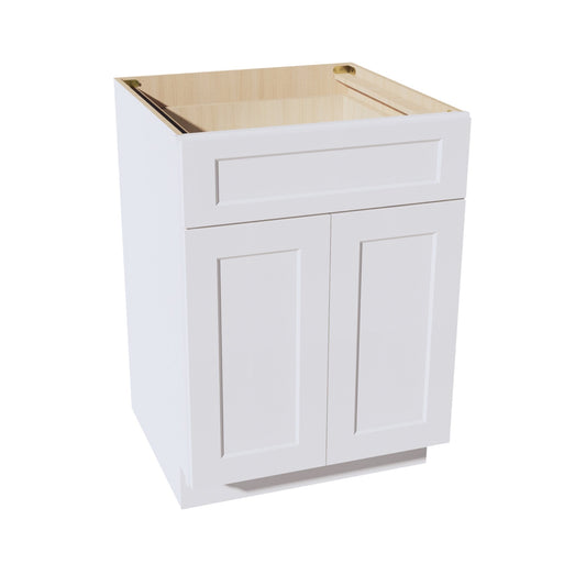 B24-SW  Base Cabinet - Shaker Style - Pure White   24"W x 34-1/2"H x 24"D
